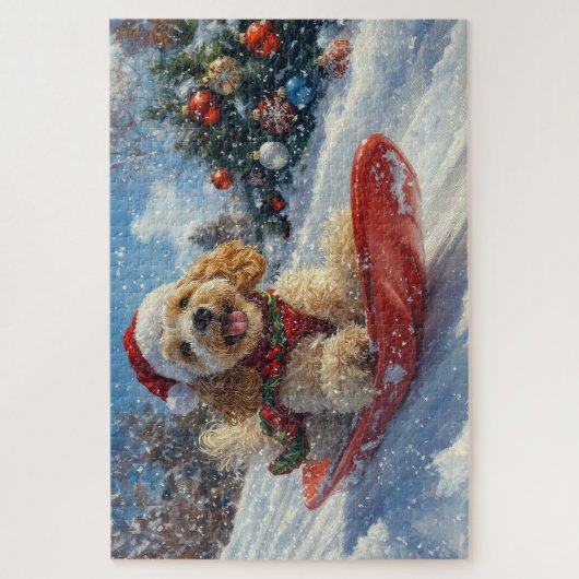 Puzzle Cocker Spaniel Chien dans Sledge Let it neige Noël (Vertical)
