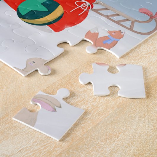 Puzzle Cocker Spaniel Chien en neige avec cadeaux de Noël (Côté)