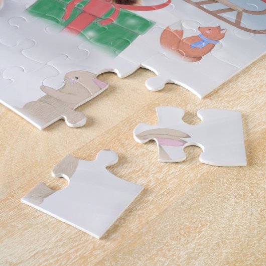 Puzzle Cocker Spaniel Chien en neige avec cadeaux de Noël (Côté)