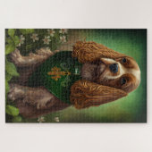 Puzzle Cocker Spaniel Chien en robe de fête St. Patrick (Horizontal)