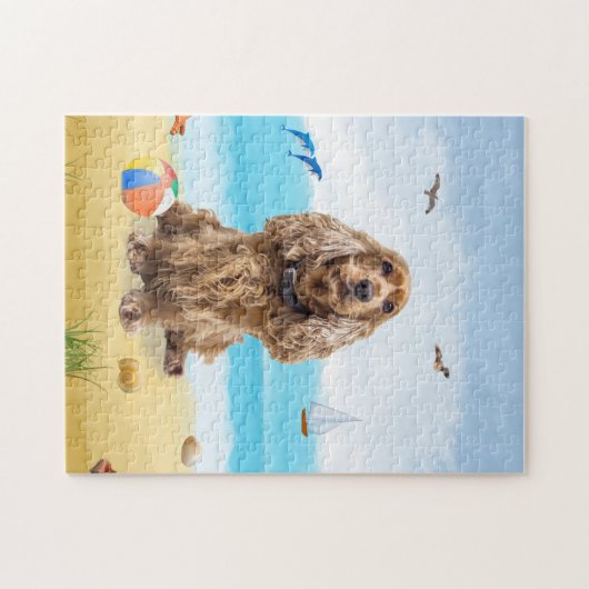 Puzzle cocker spaniel chien sur la plage (Horizontal)