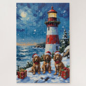 Puzzle Cocker Spaniel Christmas Lighthouse Holiday (Vertical)