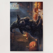 Puzzle Cocker Spaniel Citrouilles Halloween effrayant (Vertical)