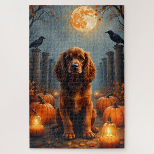 Puzzle Cocker Spaniel Clair de Lune Patch de Citrouilles 