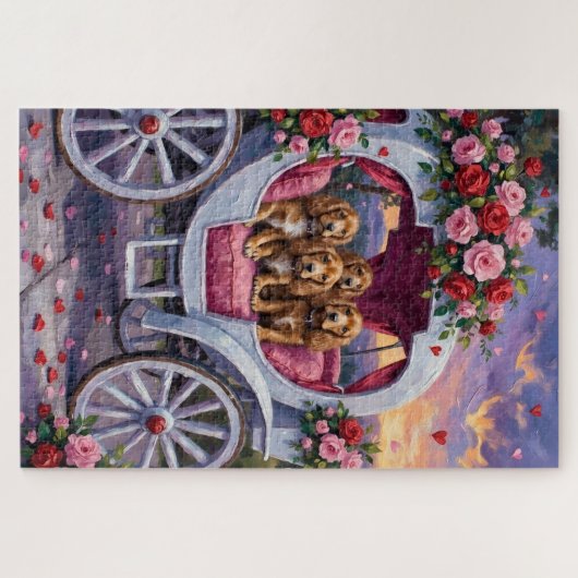 Puzzle Cocker Spaniel Dog Valentine's Day  (Horizontal)