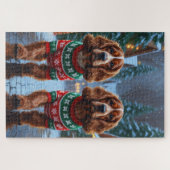 Puzzle Cocker Spaniel Dogs Christmas Snow Holiday (Horizontal)