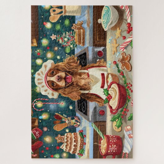 Puzzle Cocker Spaniel Gîtes : Noël Festif (Vertical)