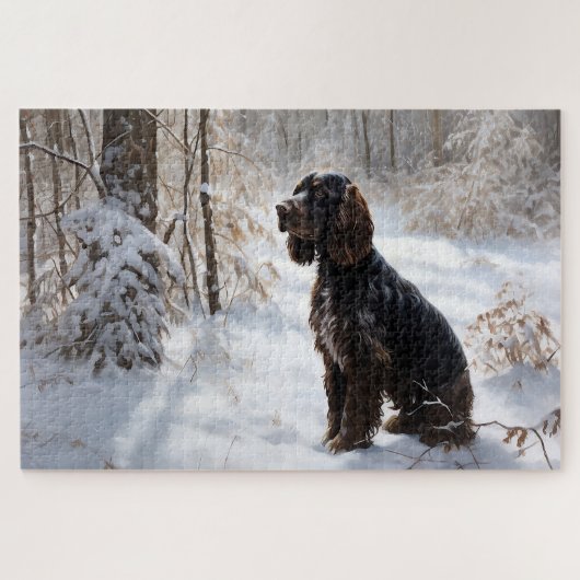 Puzzle Cocker Spaniel Laissez tomber la neige Noël (Horizontal)