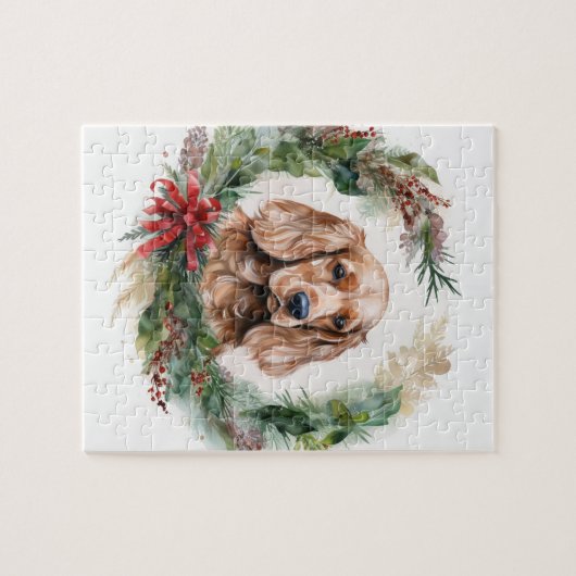 Puzzle Cocker Spaniel Noël Wreath Festive Pup (Horizontal)