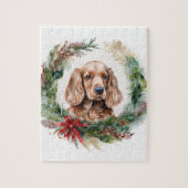 Puzzle Cocker Spaniel Noël Wreath Festive Pup (Vertical)