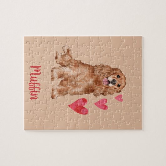 Puzzle Cocker Spaniel Nom personnalisé de l'animal (Horizontal)