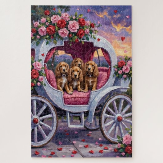 Puzzle Cocker Spaniel Saint-Valentin (Vertical)