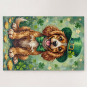Puzzle Cocker Spaniel St Patrick’s Day Chien Chanceux Mig (Horizontal)