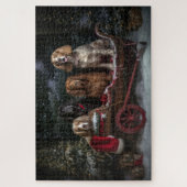 Puzzle Cocker Spaniel Traîneau enneigé Décor de Noël  (Vertical)