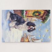 Puzzle Cocker Spaniel Village enneigé Art de Noël (Horizontal)
