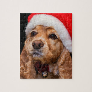 Puzzle Cocker utilisant le casquette de Père Noël
