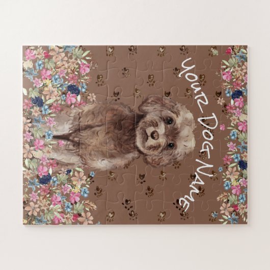 Puzzle Cockerpoo Spoodle Cockerdoodle Cockapo Chien Brown (Horizontal)