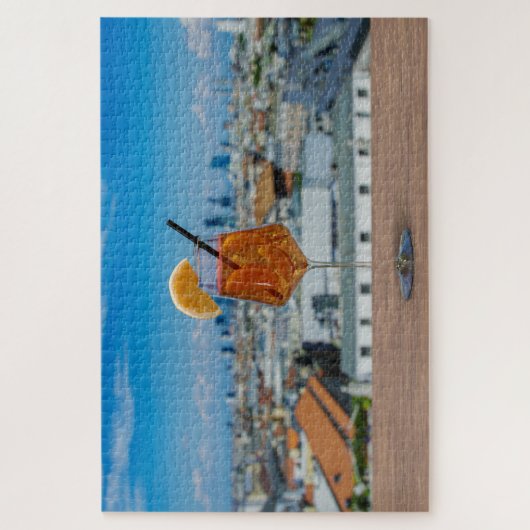 Puzzle Cocktail Spritz sur une table avec vue sur Milan (Vertical)