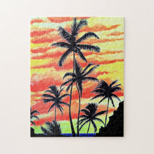 Puzzle Coco Palmiers de coucher de soleil hawaïen 