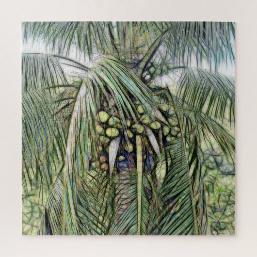 Puzzle Cocotiers Moderne Palmier Vert tropical (Vertical)
