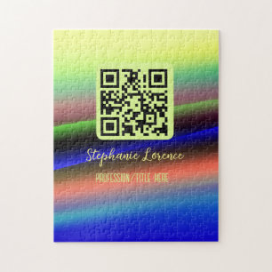 Puzzle Code QR bleu jaune ajouter nom profession titre im