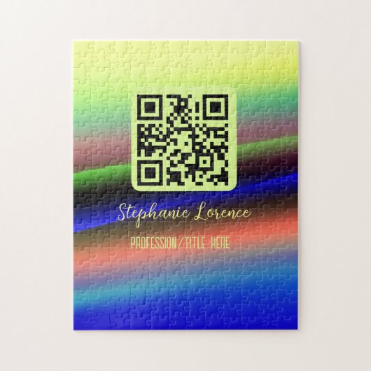 Puzzle Code QR bleu jaune ajouter nom profession titre im (Vertical)