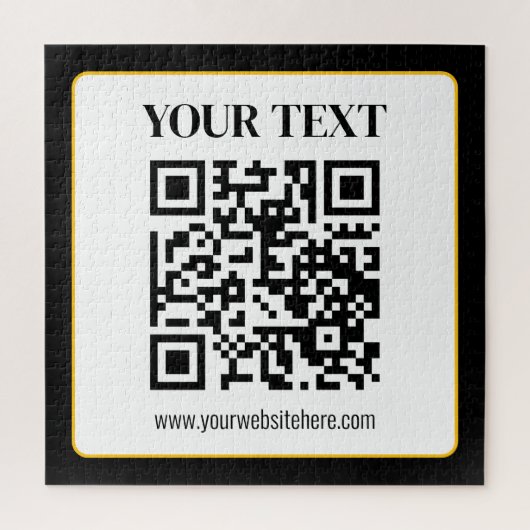 Puzzle Code QR d'entreprise avec texte haut et bas, noir (Vertical)