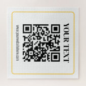 Puzzle Code QR éditable & Texte avec bordure jaune doré (Horizontal)