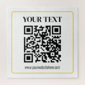 Puzzle Code QR éditable & Texte avec bordure jaune doré (Vertical)