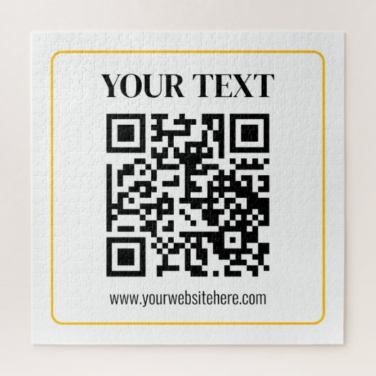 Puzzle Code QR éditable & Texte avec bordure jaune doré (Vertical)