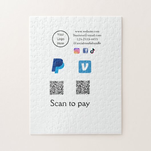 Puzzle Code QR PayPal venmo scan pay ajouter médias socia (Vertical)