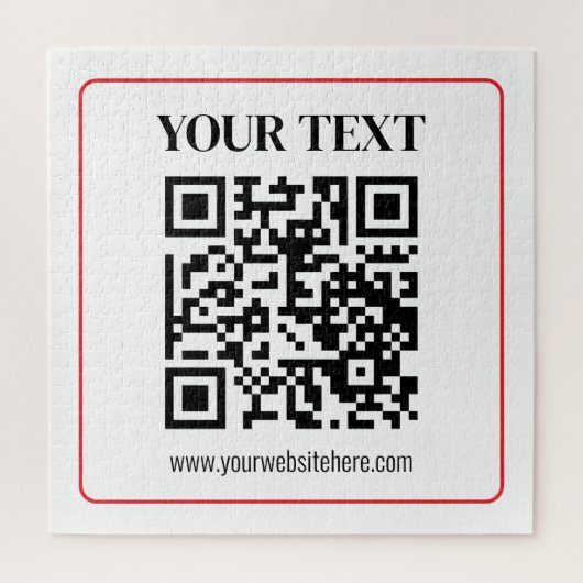 Puzzle Code QR simple noir et blanc avec bordure rouge (Vertical)