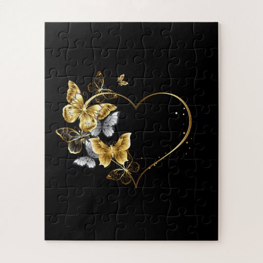 Puzzle Coeur aux papillons d'or (Vertical)