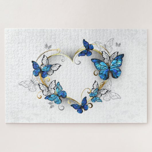 Puzzle Coeur bijoux avec papillons Morpho (Horizontal)