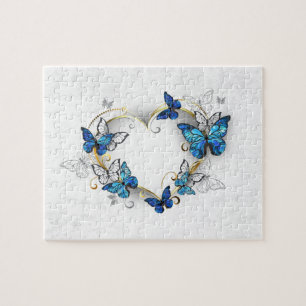 Puzzle Coeur bijoux avec papillons Morpho