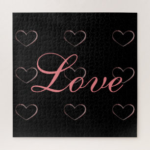Puzzle Cœur branché gris calligraphie amour mariage