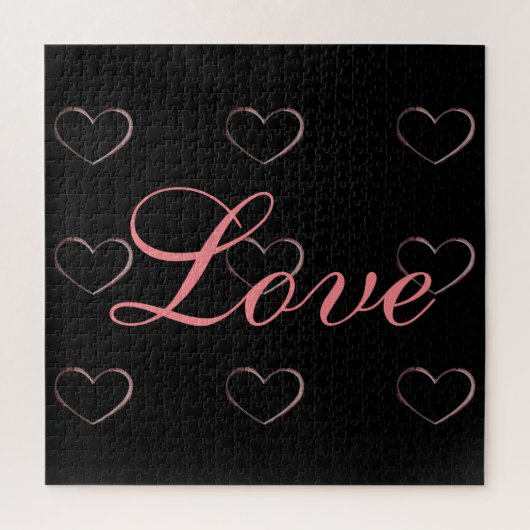 Puzzle Cœur branché gris calligraphie amour mariage (Vertical)