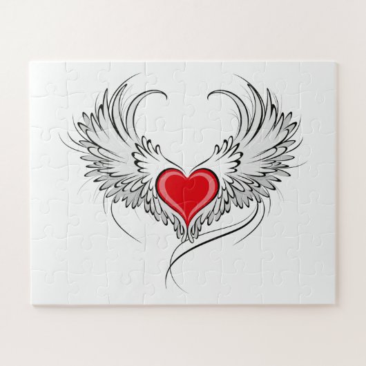 Puzzle Cœur d'ange rouge avec des ailes (Horizontal)