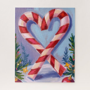 Puzzle Cœur de Canne en Bonbon Joyeux Noël