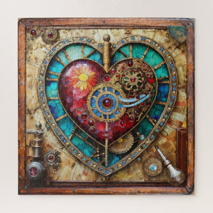Puzzle Cœur de vitrail tournesol Série Steampunk
