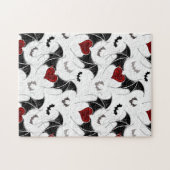 Puzzle Coeur d'Halloween avec ailes de chauve-souris noir (Horizontal)