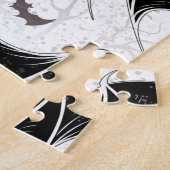 Puzzle Coeur d'Halloween avec ailes de chauve-souris noir (Côté)