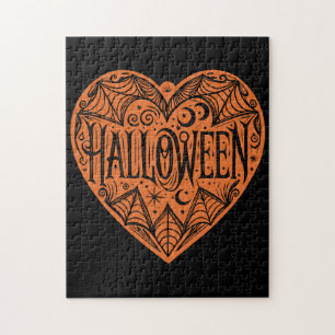 Puzzle Cœur d'Halloween, Cœur en forme orange, Vacances
