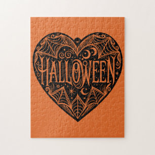 Puzzle Cœur d'Halloween, Forme de cœur noir, Vacances