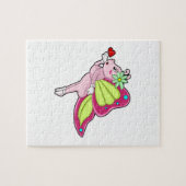 Puzzle Coeur en fleurs papillon (Horizontal)