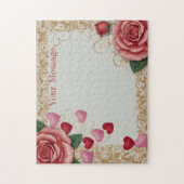 Puzzle Coeur et Rose personnalisés (Vertical)