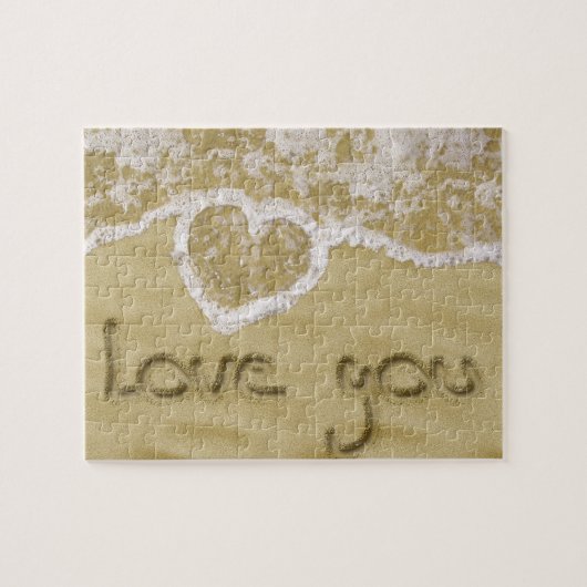 Puzzle Coeur "Love you" écrit dans Sable (Horizontal)