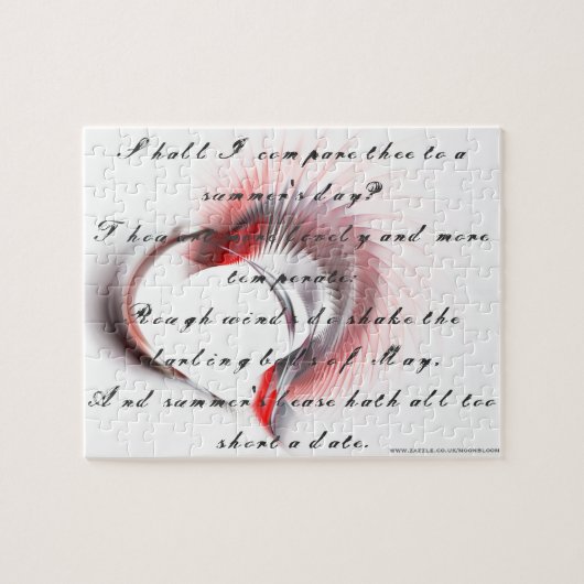 Puzzle Coeur métallique avec sonnet de Shakespeare 18 (Horizontal)