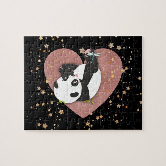 Puzzle Coeur mignon d'ours panda pour des amoureux des (Horizontal)