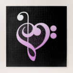 Puzzle Coeur musicien de musique rose<br><div class="desc">Pink Treble Bass Clef Heart musique design est un art inspiré par l'amour pour la Saint Valentin, une douche nuptiale, fiançailles mariage ou toute appréciation pour toute musicienne joueuse. > féminin minimaliste, musique amoureux dégradé design pour apporter des sourires. > Personnalisez-le ! Ajoutez un nom, une photo ou un texte...</div>